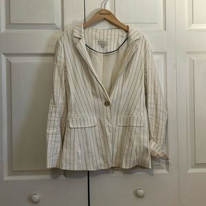 White with navy stripe blazer